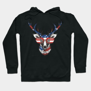 American flag  Deer with glasses Hoodie